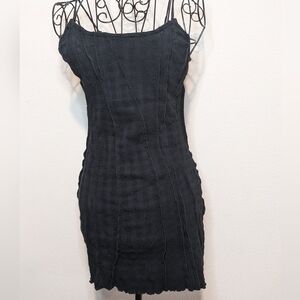 Free People Mini Dress Women XS Black Spaghetti Strap Whimsigoth Grunge Guaze